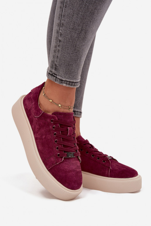 aus INildleder Sneakers Stilvollllschuhe Feminin mit einer Plattform Vinceza 79578 Burgund aus INildleder Sneakers Stilvollllschuhe Feminin mit einer Plattform Vinceza 79578 Burgund