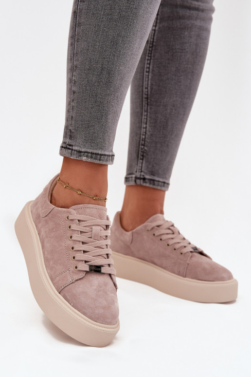 aus INildleder Sneakers Stilvollllschuhe Feminin mit einer Plattform Vinceza 79578 Beige aus INildleder Sneakers Stilvollllschuhe Feminin mit einer Plattform Vinceza 79578 Beige
