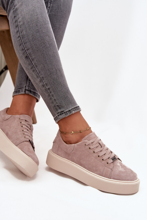 aus INildleder Sneakers Stilvollllschuhe Feminin mit einer Plattform Vinceza 79578 Beige aus INildleder Sneakers Stilvollllschuhe Feminin mit einer Plattform Vinceza 79578 Beige