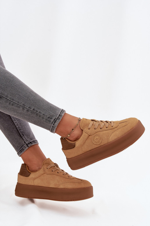 Sneakers Stilvollllschuhe Feminin mit einer Plattform Big Star SS274762 braune Farbe Sneakers Stilvollllschuhe Feminin mit einer Plattform Big Star SS274762 braune Farbe
