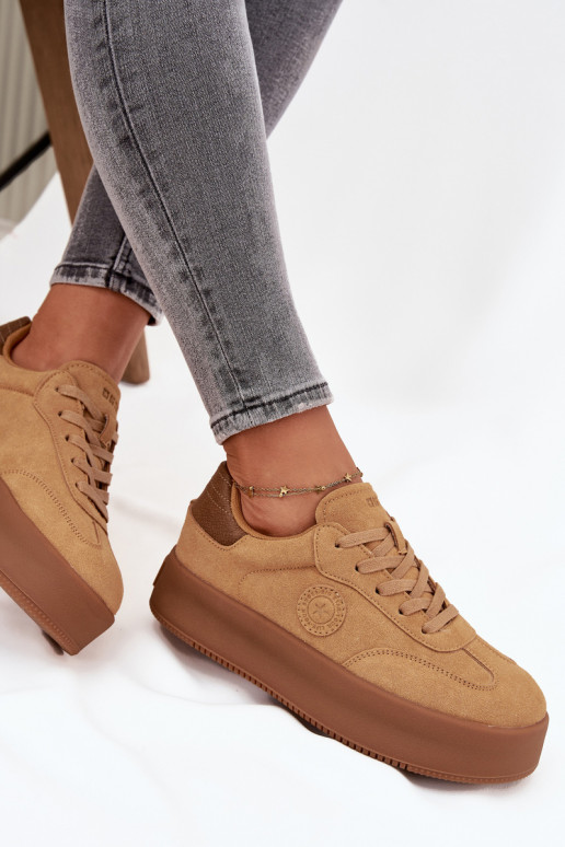 Sneakers Stilvollllschuhe Feminin mit einer Plattform Big Star SS274762 braune Farbe Sneakers Stilvollllschuhe Feminin mit einer Plattform Big Star SS274762 braune Farbe