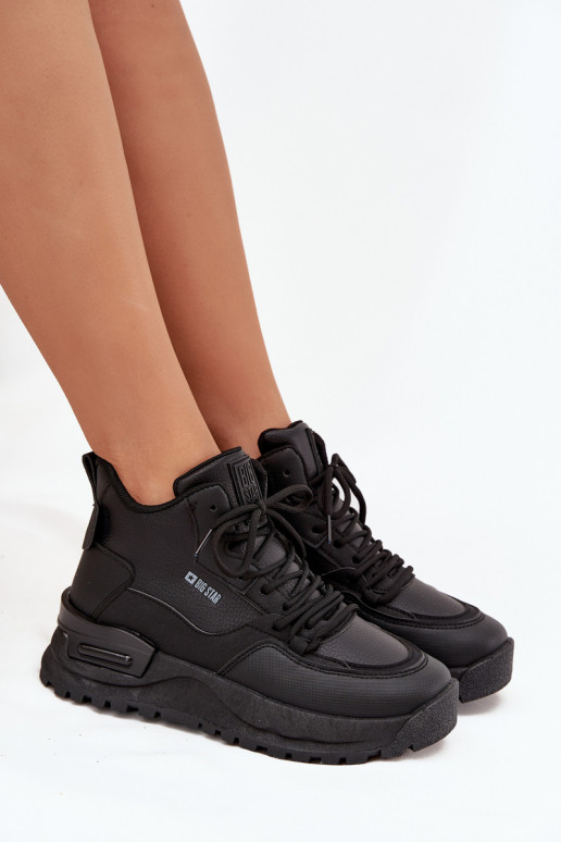 Turnschuhe Feminin mit einer Plattform Big Star SS274509 schZuarze Farbe Turnschuhe Feminin mit einer Plattform Big Star SS274509 schZuarze Farbe