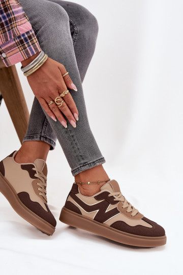 Sneakers Stilvollllschuhe Damentief Eko Haut braune Farbe Givelle