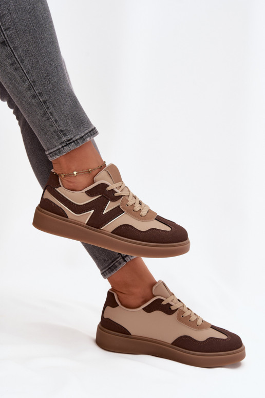 Sneakers Stilvollllschuhe Damentief Eko Haut braune Farbe Givelle Sneakers Stilvollllschuhe Damentief Eko Haut braune Farbe Givelle