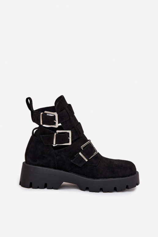 Damenstiefel mit Streifen I Silberfarbemi mit Schnallenmi schZuarze Farbe Helisse Damenstiefel mit Streifen I Silberfarbemi mit Schnallenmi schZuarze Farbe Helisse