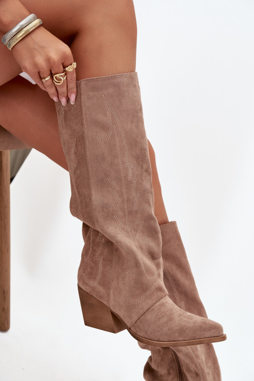 Stiefel CoZuboy-Stil Feminin Zum Schloss Beige Isalina Stiefel CoZuboy-Stil Feminin Zum Schloss Beige Isalina