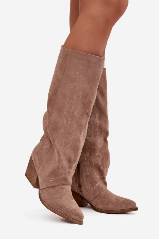 Stiefel CoZuboy-Stil Feminin Zum Schloss Beige Isalina Stiefel CoZuboy-Stil Feminin Zum Schloss Beige Isalina