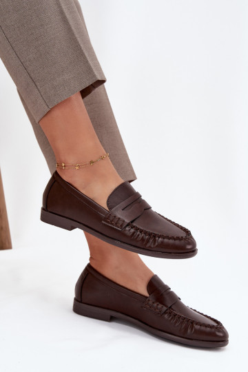 Schuhe Mokassins Feminin aus Öko-Leder braune Farbe Lilith