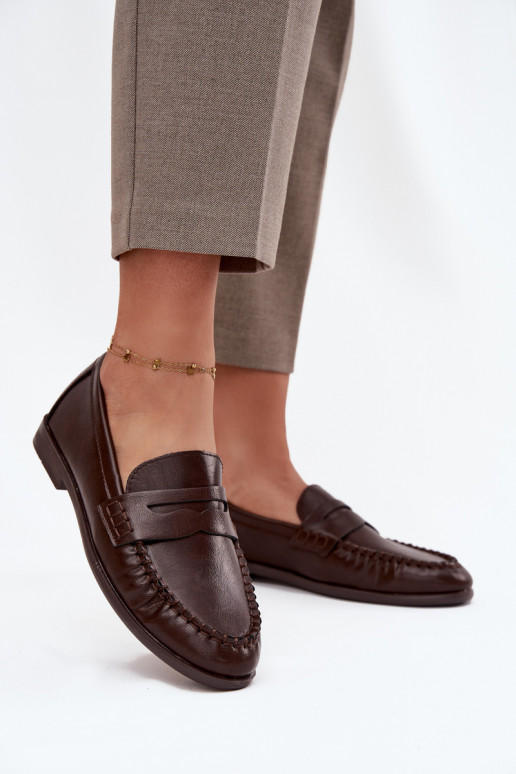 Schuhe Mokassins Feminin aus Öko-Leder braune Farbe Lilith Schuhe Mokassins Feminin aus Öko-Leder braune Farbe Lilith