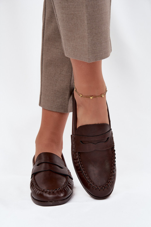 Schuhe Mokassins Feminin aus Öko-Leder braune Farbe Lilith Schuhe Mokassins Feminin aus Öko-Leder braune Farbe Lilith