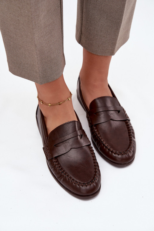 Schuhe Mokassins Feminin aus Öko-Leder braune Farbe Lilith Schuhe Mokassins Feminin aus Öko-Leder braune Farbe Lilith