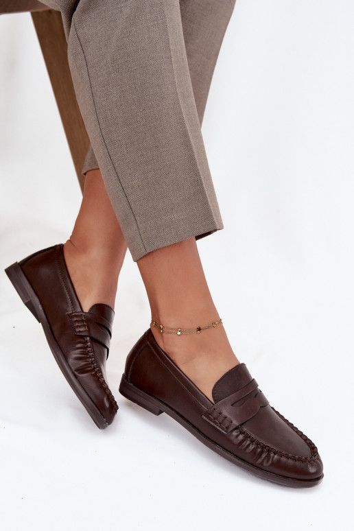 Schuhe Mokassins Feminin aus Öko-Leder braune Farbe Lilith Schuhe Mokassins Feminin aus Öko-Leder braune Farbe Lilith