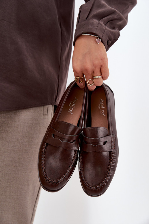 Schuhe Mokassins Feminin aus Öko-Leder braune Farbe Lilith Schuhe Mokassins Feminin aus Öko-Leder braune Farbe Lilith