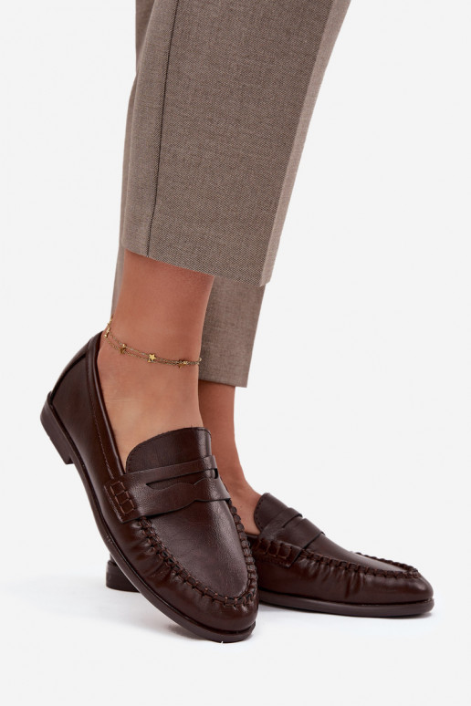 Schuhe Mokassins Feminin aus Öko-Leder braune Farbe Lilith Schuhe Mokassins Feminin aus Öko-Leder braune Farbe Lilith