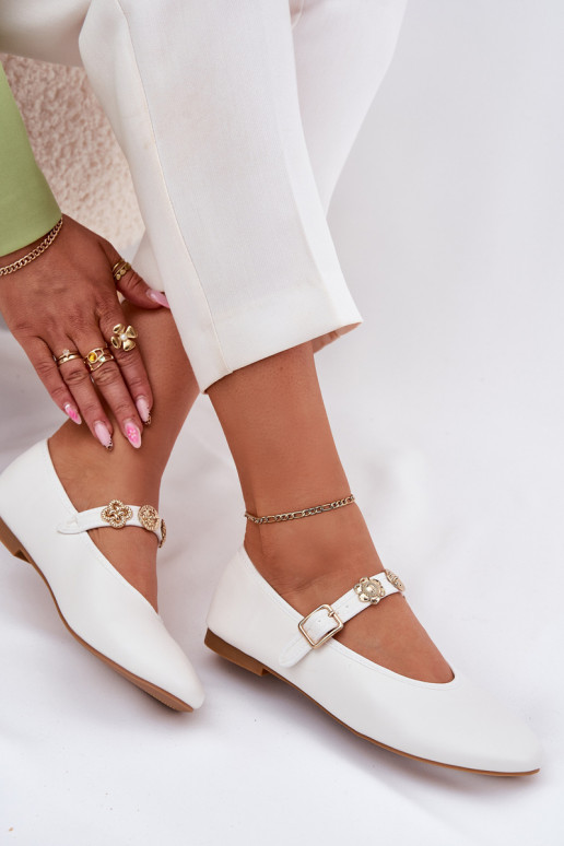 Ballerinas Feminin mit Riemen I goldene Farbemi Przypinkami Zueiße Farbe Firicene