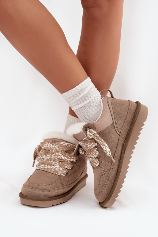 aus INildleder Schneestiefel Feminin mit Pelzmantel I Grubym Schnürungm Vinceza 97963 Beige aus INildleder Schneestiefel Feminin mit Pelzmantel I Grubym Schnürungm Vinceza 97963 Beige