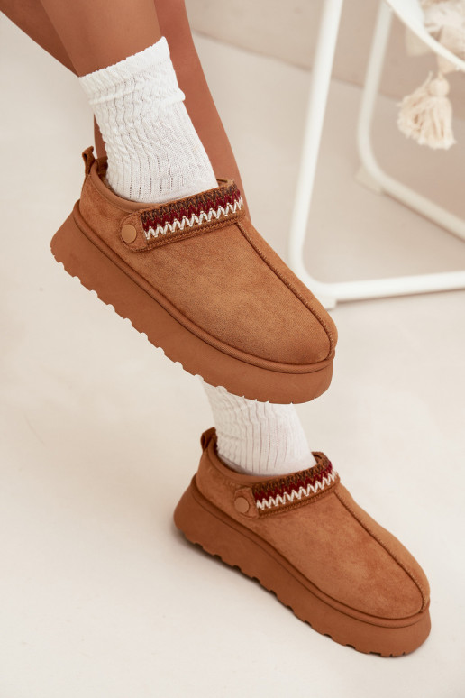 Schneestiefel DamentiefRuchomym Streifenem I Haftem mit einer Plattform braune Farbe Lyrisse Schneestiefel DamentiefRuchomym Streifenem I Haftem mit einer Plattform braune Farbe Lyrisse