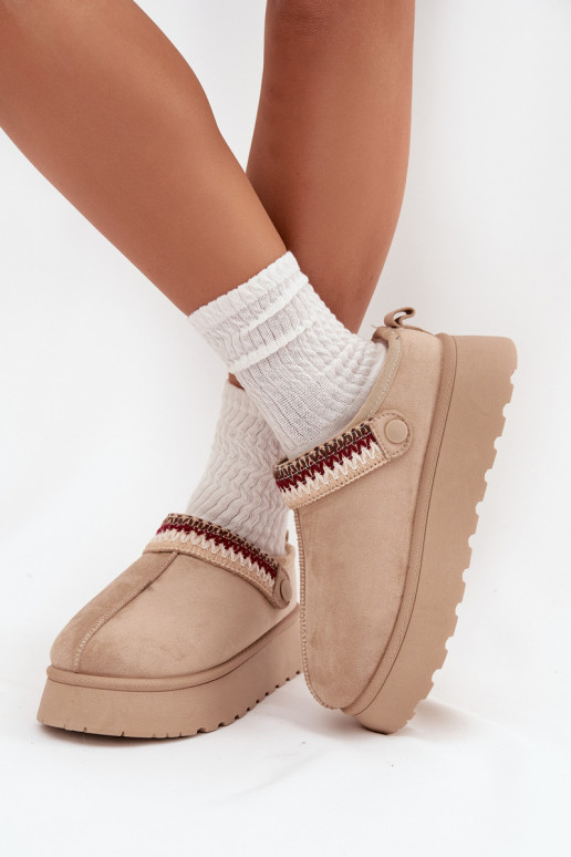 Schneestiefel DamentiefRuchomym Streifenem I Haftem mit einer Plattform elfenbeinfarbe Lyrisse Schneestiefel DamentiefRuchomym Streifenem I Haftem mit einer Plattform elfenbeinfarbe Lyrisse