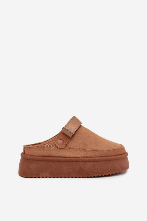 Schneestiefel Feminin mit einer Plattformmit Klebeverschlussem braune Farbe Jorielle