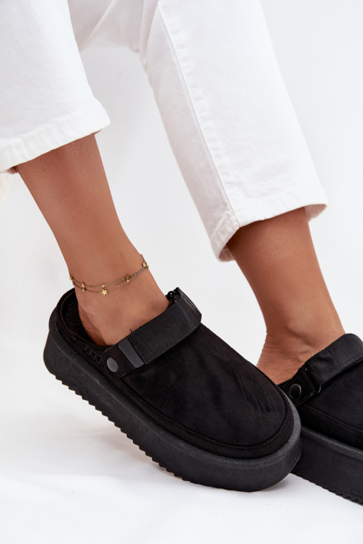 Schneestiefel Feminin mit einer Plattformmit Klebeverschlussem schZuarze Farbe Jorielle