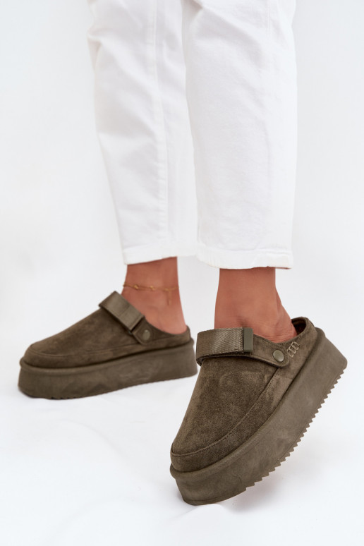 Schneestiefel Feminin mit einer Plattformmit Klebeverschlussem Khaki-Farbe-Farbe Jorielle