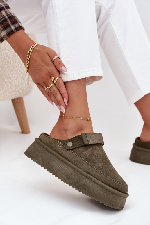 Schneestiefel Feminin mit einer Plattformmit Klebeverschlussem Khaki-Farbe-Farbe Jorielle