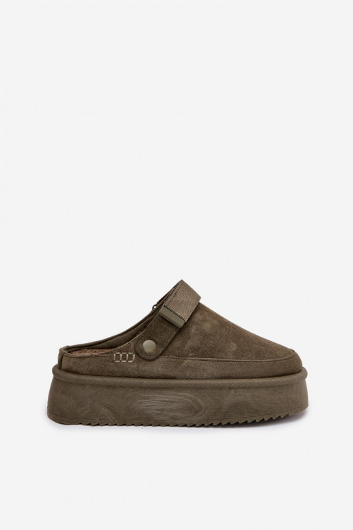 Schneestiefel Feminin mit einer Plattformmit Klebeverschlussem Khaki-Farbe-Farbe Jorielle