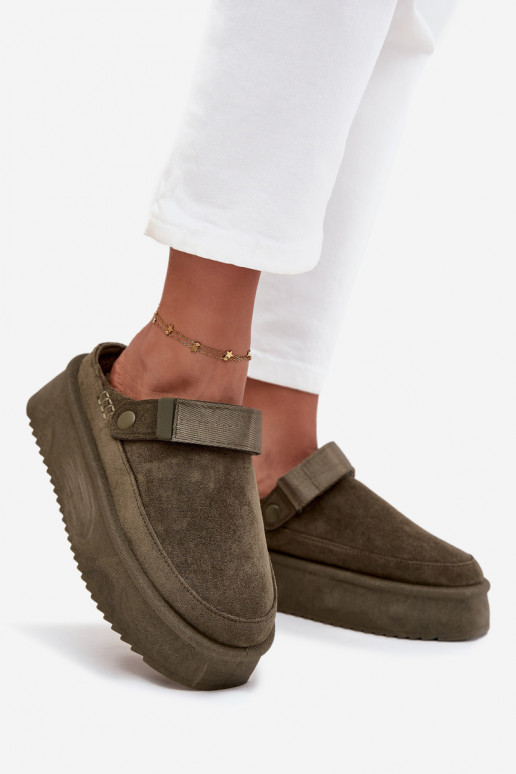 Schneestiefel Feminin mit einer Plattformmit Klebeverschlussem Khaki-Farbe-Farbe Jorielle