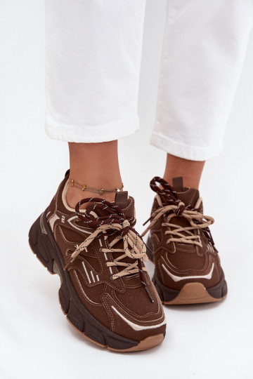 Turnschuhe Sneakers Stilvollllschuhe FemininPodZuójnym Schnürungm CzekoladoZue Annelie