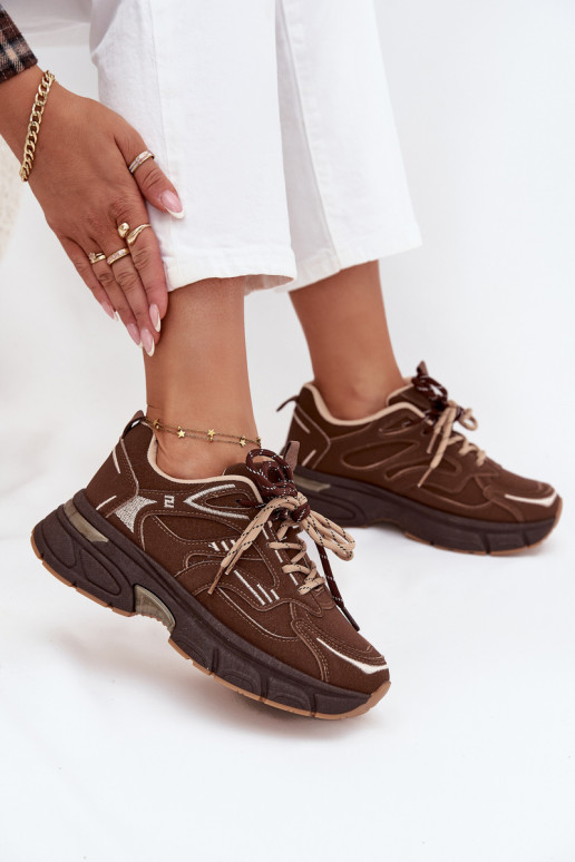 Turnschuhe Sneakers Stilvollllschuhe FemininPodZuójnym Schnürungm CzekoladoZue Annelie