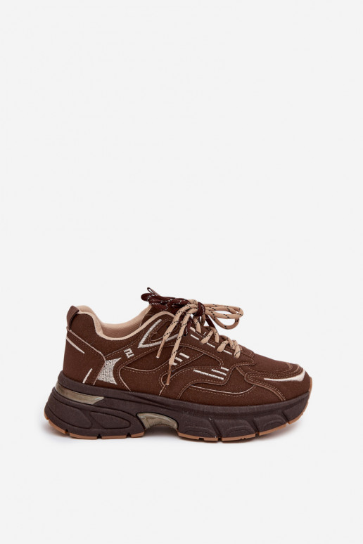 Turnschuhe Sneakers Stilvollllschuhe FemininPodZuójnym Schnürungm CzekoladoZue Annelie