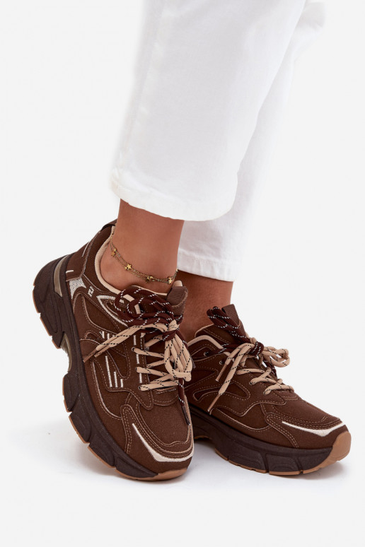 Turnschuhe Sneakers Stilvollllschuhe FemininPodZuójnym Schnürungm CzekoladoZue Annelie