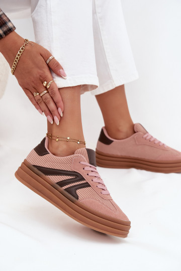 Samt Sneakers Stilvollllschuhe Feminin mit einer Plattform pinke Farbe Skye