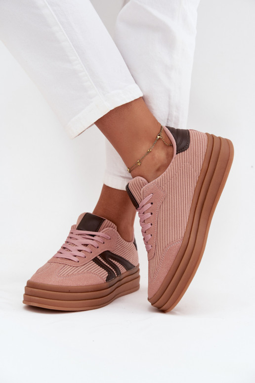 Samt Sneakers Stilvollllschuhe Feminin mit einer Plattform pinke Farbe Skye