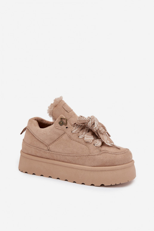 mit Schnürsenkeln Schneestiefel Feminin mit einer Plattform sich Zuarm laufen mit Fell innen Beige Tavelle mit Schnürsenkeln Schneestiefel Feminin mit einer Plattform sich Zuarm laufen mit Fell innen Beige Tavelle