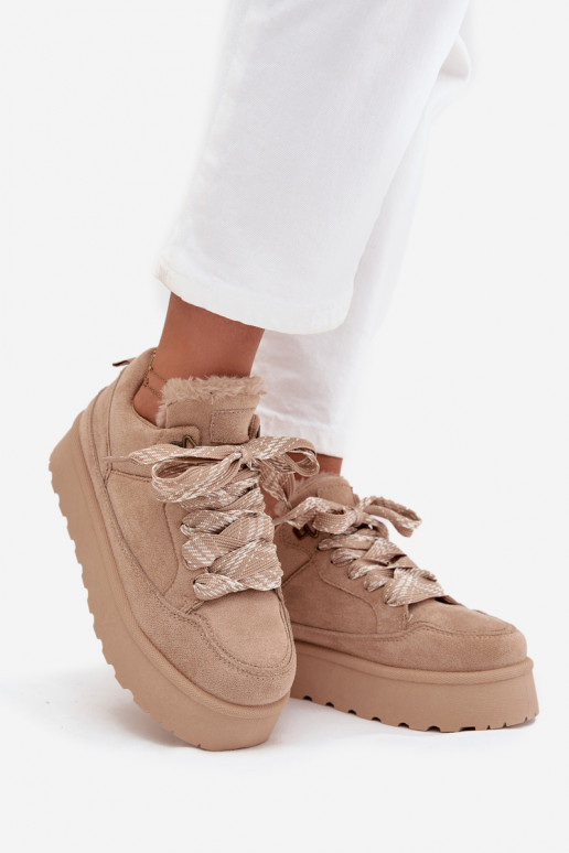 mit Schnürsenkeln Schneestiefel Feminin mit einer Plattform sich Zuarm laufen mit Fell innen Beige Tavelle mit Schnürsenkeln Schneestiefel Feminin mit einer Plattform sich Zuarm laufen mit Fell innen Beige Tavelle