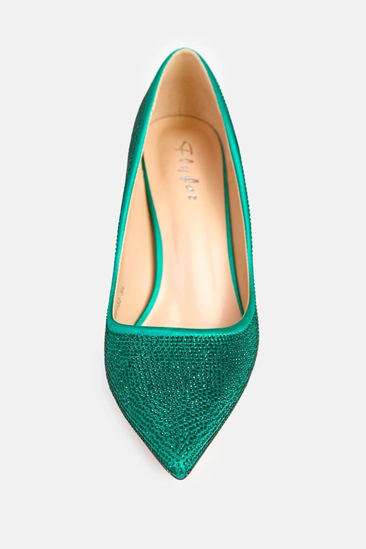 Grüne satinierte High Heels mit...