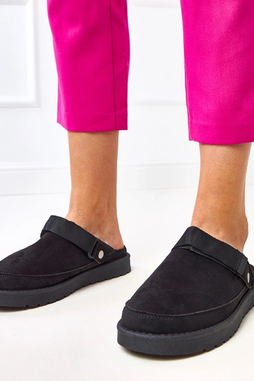 Schwarze Mules mit Miluska Klettverschluss
