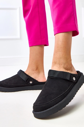 Schwarze Mules mit Miluska Klettverschluss 2