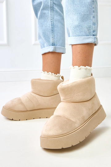 Helle sandfarbene gefütterte Schneestiefel auf Plattform Ribeiro
