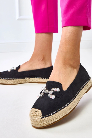 Schwarze Espadrilles verziert mit Marlein Steinen 2