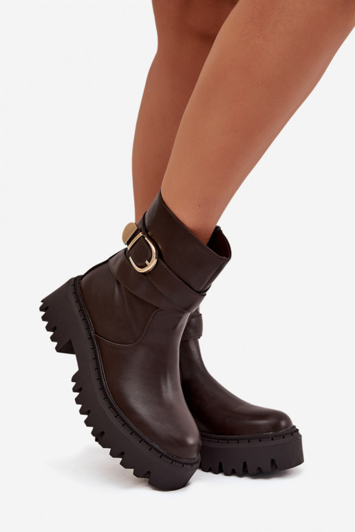 sich Zuarm laufen Damenstiefel mit goldenen Schnallen CzekoladoZue Elanore sich Zuarm laufen Damenstiefel mit goldenen Schnallen CzekoladoZue Elanore