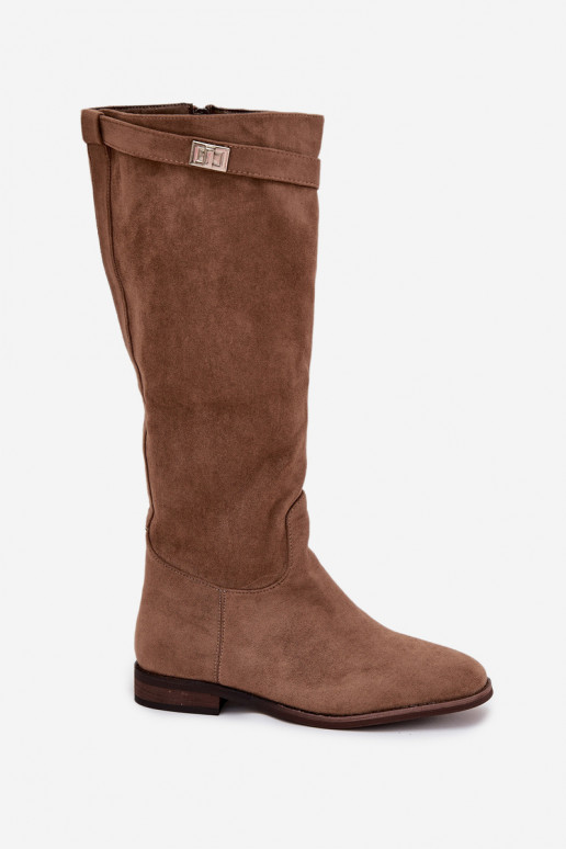 sich Zuarm laufen Damenstiefel mit breiten Absätzen mit Riemen I Silberfarbem Detalem Beige Geraline sich Zuarm laufen Damenstiefel mit breiten Absätzen mit Riemen I Silberfarbem Detalem Beige Geraline