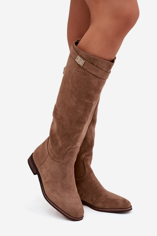 sich Zuarm laufen Damenstiefel mit breiten Absätzen mit Riemen I Silberfarbem Detalem Beige Geraline sich Zuarm laufen Damenstiefel mit breiten Absätzen mit Riemen I Silberfarbem Detalem Beige Geraline