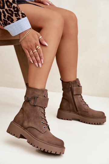 Arbeitsstiefeletten Femininsich Zuarm laufen mit verzierten Absätzen Beige Ulivine