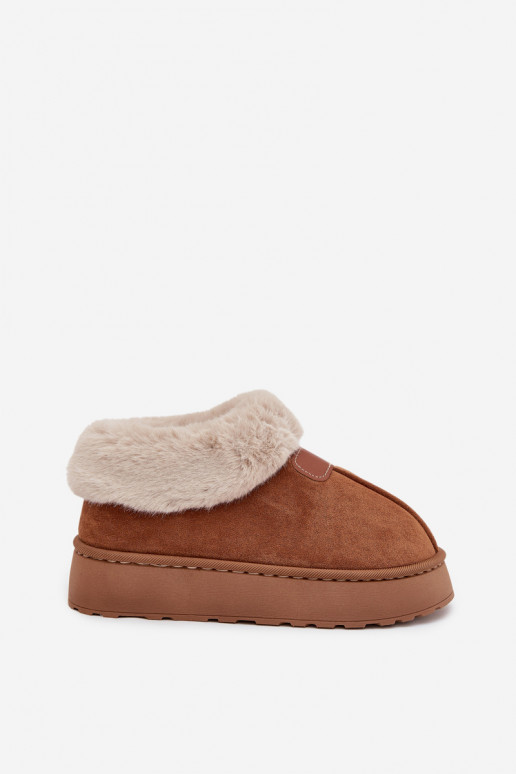 Schneestiefel Feminin mit einer Plattform mit Pelzmantel braune Farbe Calyra