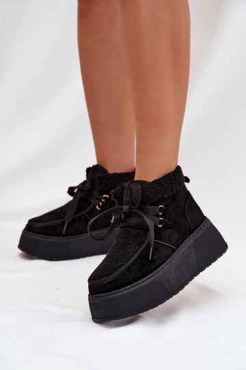 Schneestiefel Feminin mit einer Plattform mit Pelzmantel schZuarze Farbe Florivelle 2