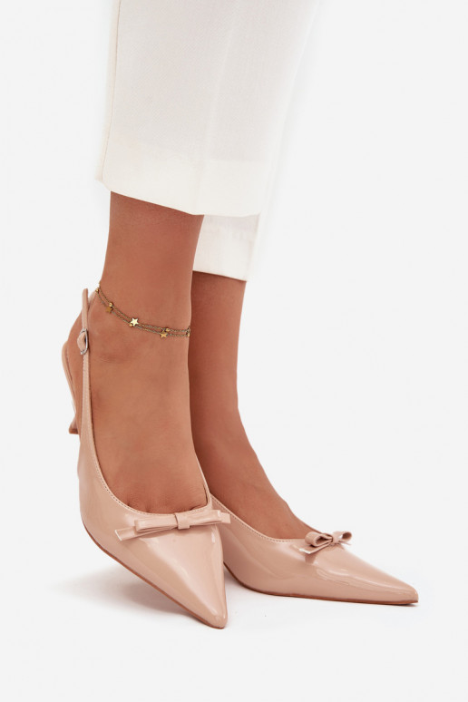 mit Lackeffekt Schuhe mit dünnen Absätzen mit Bändern Nude Olvena mit Lackeffekt Schuhe mit dünnen Absätzen mit Bändern Nude Olvena