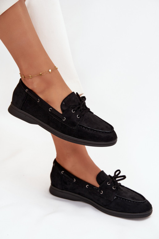 Schuhe Mokassins FrauenZuohnung mit stilvollen Details schZuarze Farbe Zalina