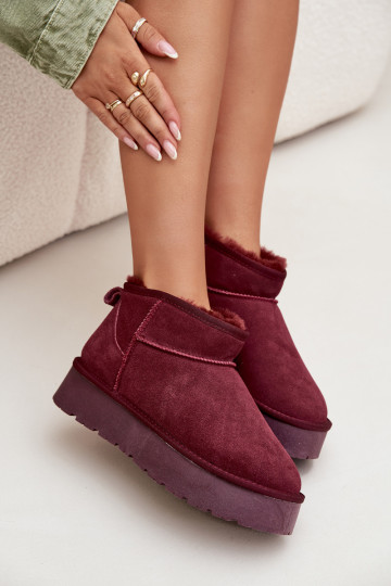 Reiche Wildleder-Schneestiefel in Bordeaux Nucca